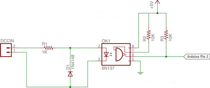 DCC Anschluss am Mikrocontroller (z.B. Arduino)